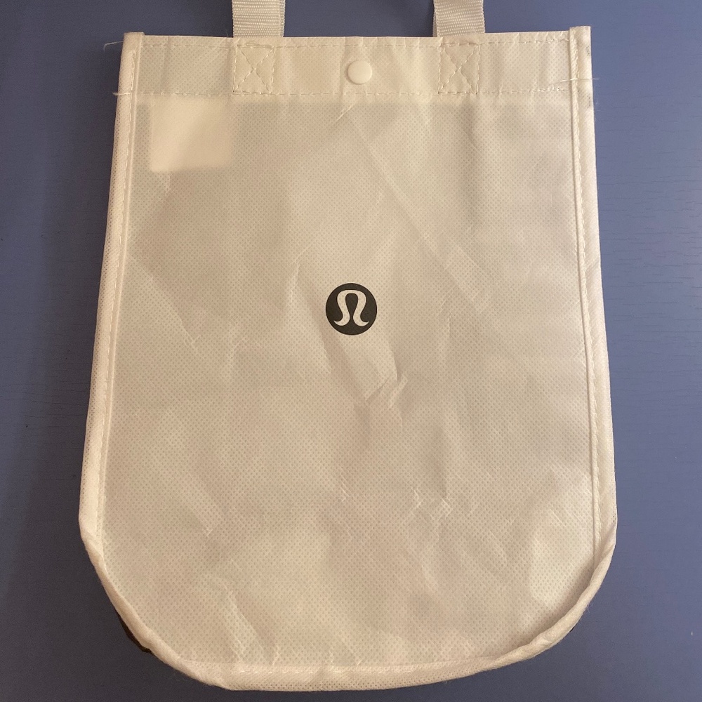 Lululemon Small White and Black Shopping Bag